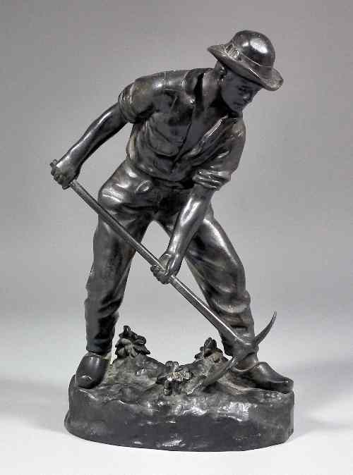 Appraisal: Aime-Jules Dalou - - Brown patinated bronze of a labouring