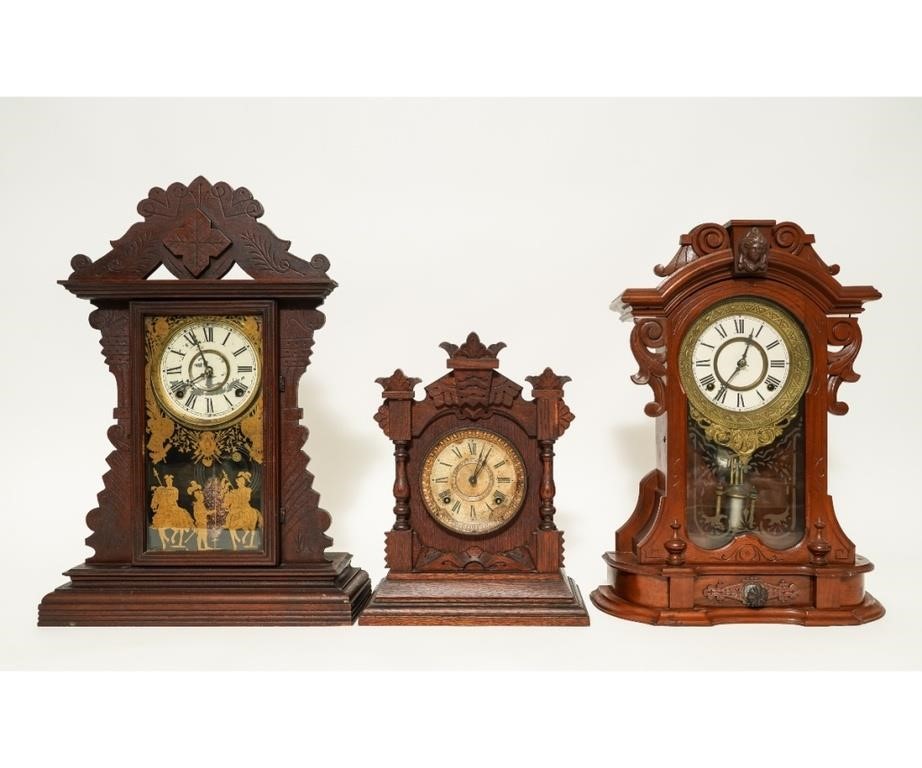 Appraisal: Three mantel clocks including a Welsh walnut clock an Ansonia