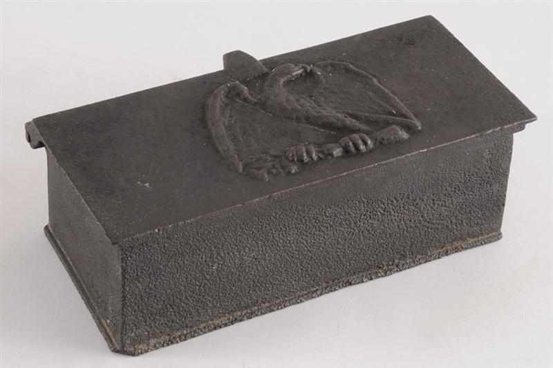 Appraisal: AMERICAN CAST-IRON BOX The hinged lid molded with American eagle