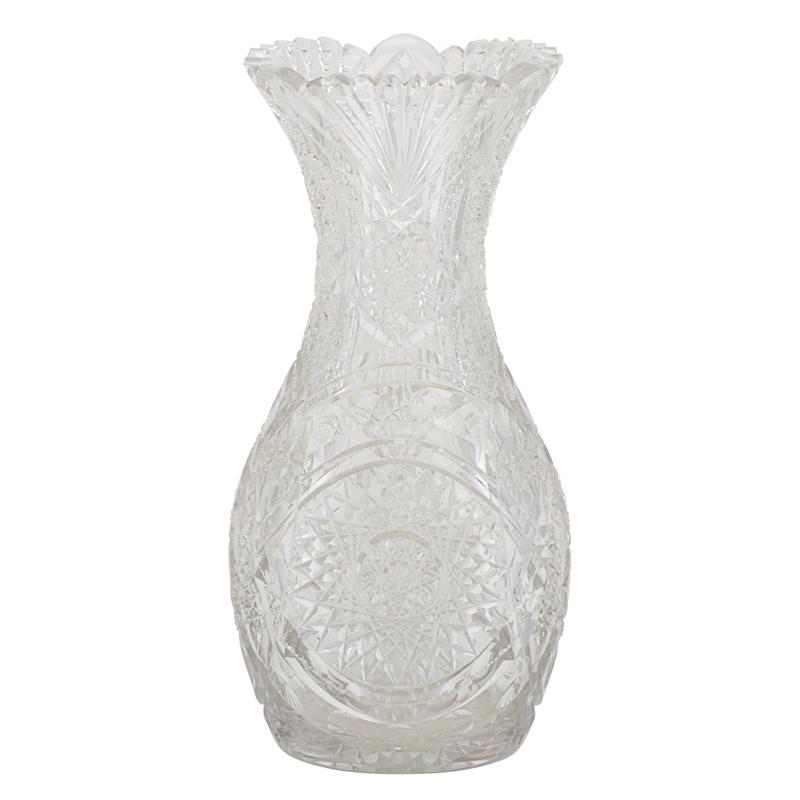 Appraisal: HAWKES CUT GLASS VASE Attr Brilliant Period design in bulbous