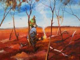 Appraisal: Hugh Sawrey - The Roo Shooters oil on board signed