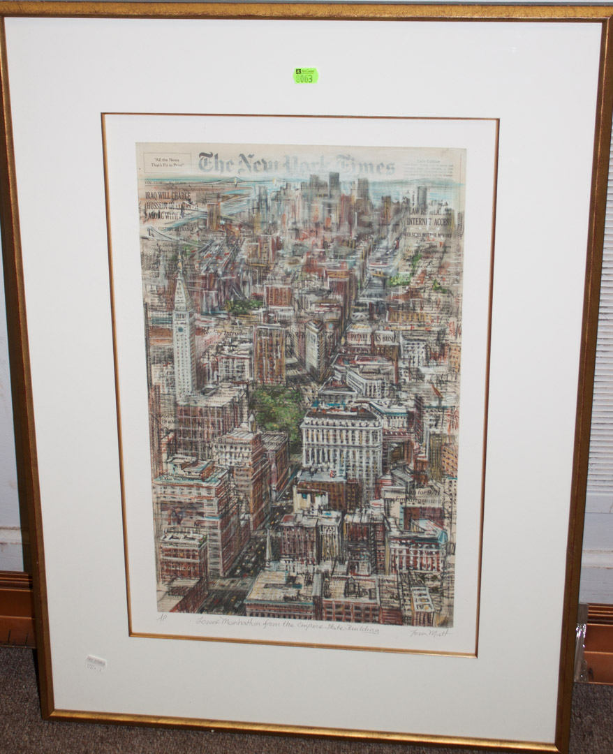 Appraisal: Framed lithograph of Manhattan