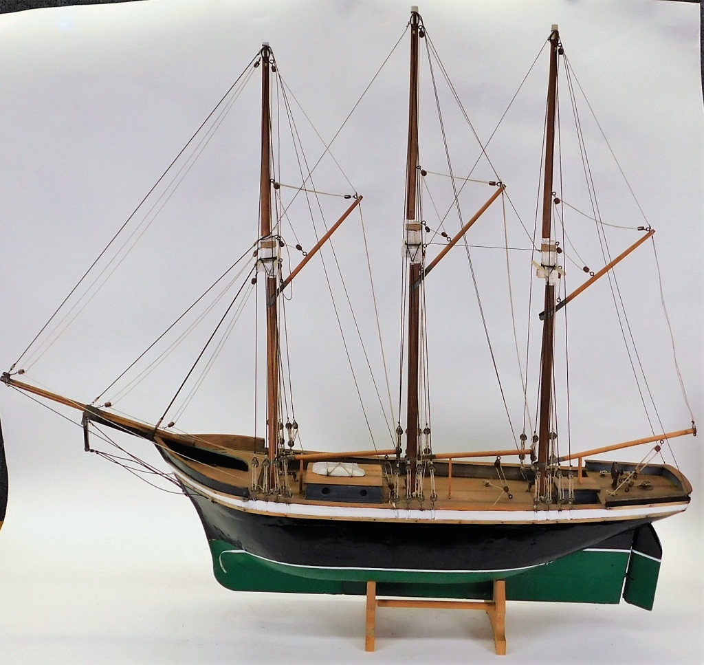 Appraisal: MARITIME THREE MAST COLONIAL SAILING SHIP MODEL United States th