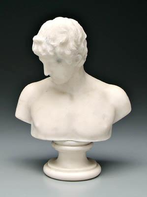 Appraisal: Classical style carved marble bust youth unsigned round socle European