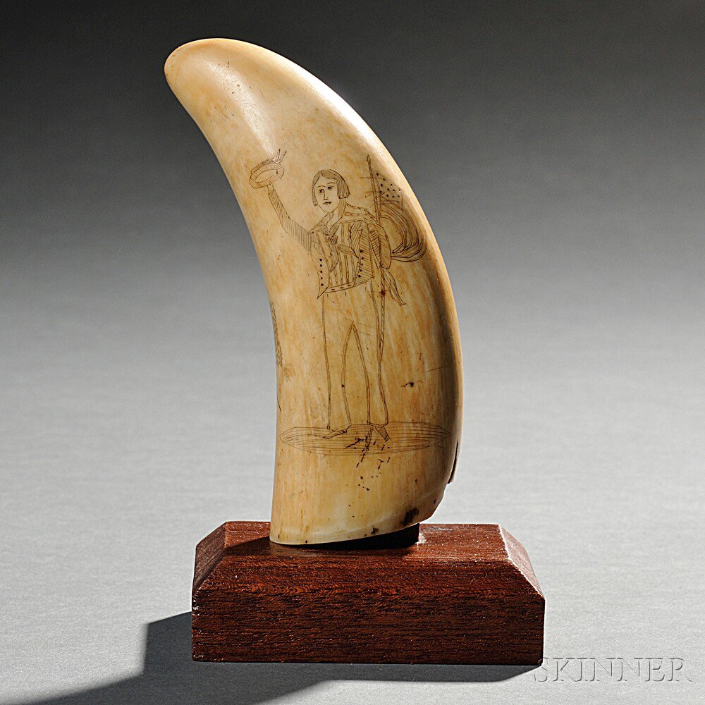 Appraisal: Scrimshaw Whale's Tooth America th century carved on one side