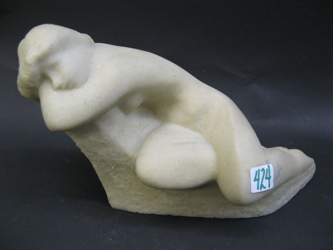 Appraisal: SANDSTONE SCULPTURE after V Glinsky titled The Dreamer a stylized