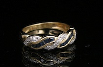 Appraisal: A Ladies' Gold Diamond and Blue Gemstones Ring k yellow