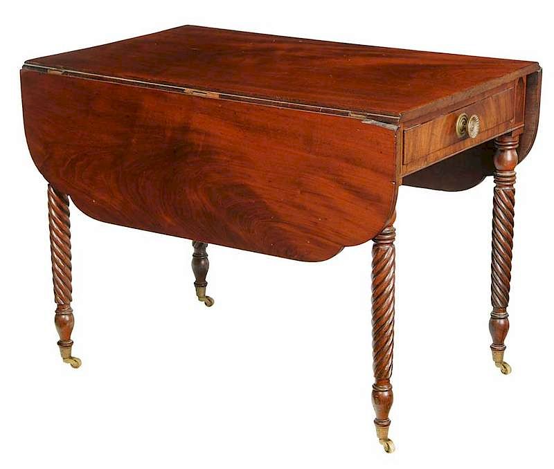 Appraisal: American Federal Inlaid Mahogany Drop Leaf Table probably New York