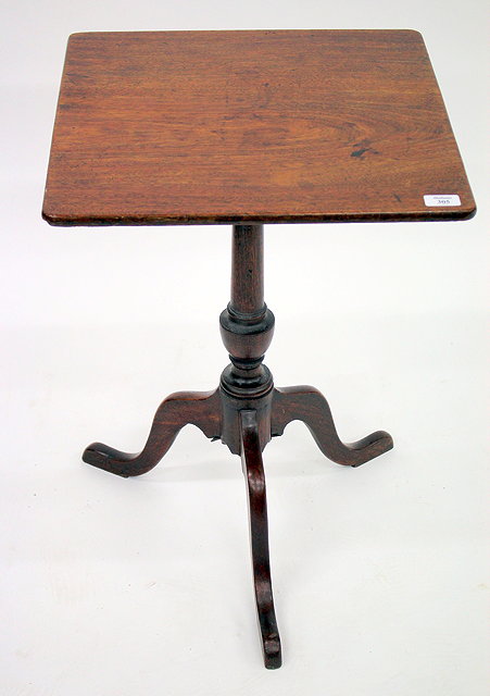 Appraisal: A TH CENTURY MAHOGANY SQUARE TOPPED TRIPOD OCCASIONAL TABLE cm