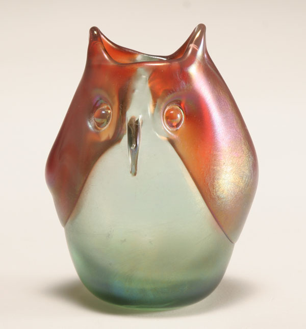 Appraisal: Dominick Labino American Studio glass owl Red and gold iridescent