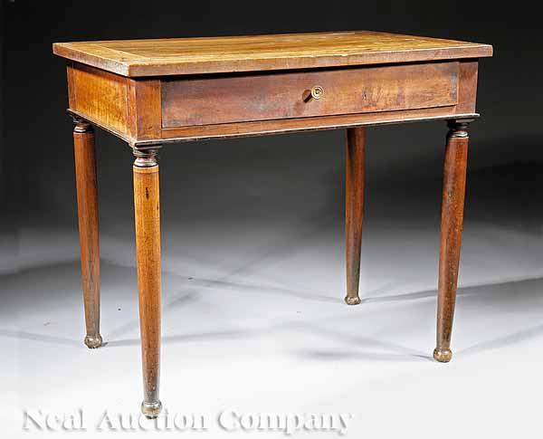 Appraisal: A French Walnut and Ebonized Side Table c paneled top