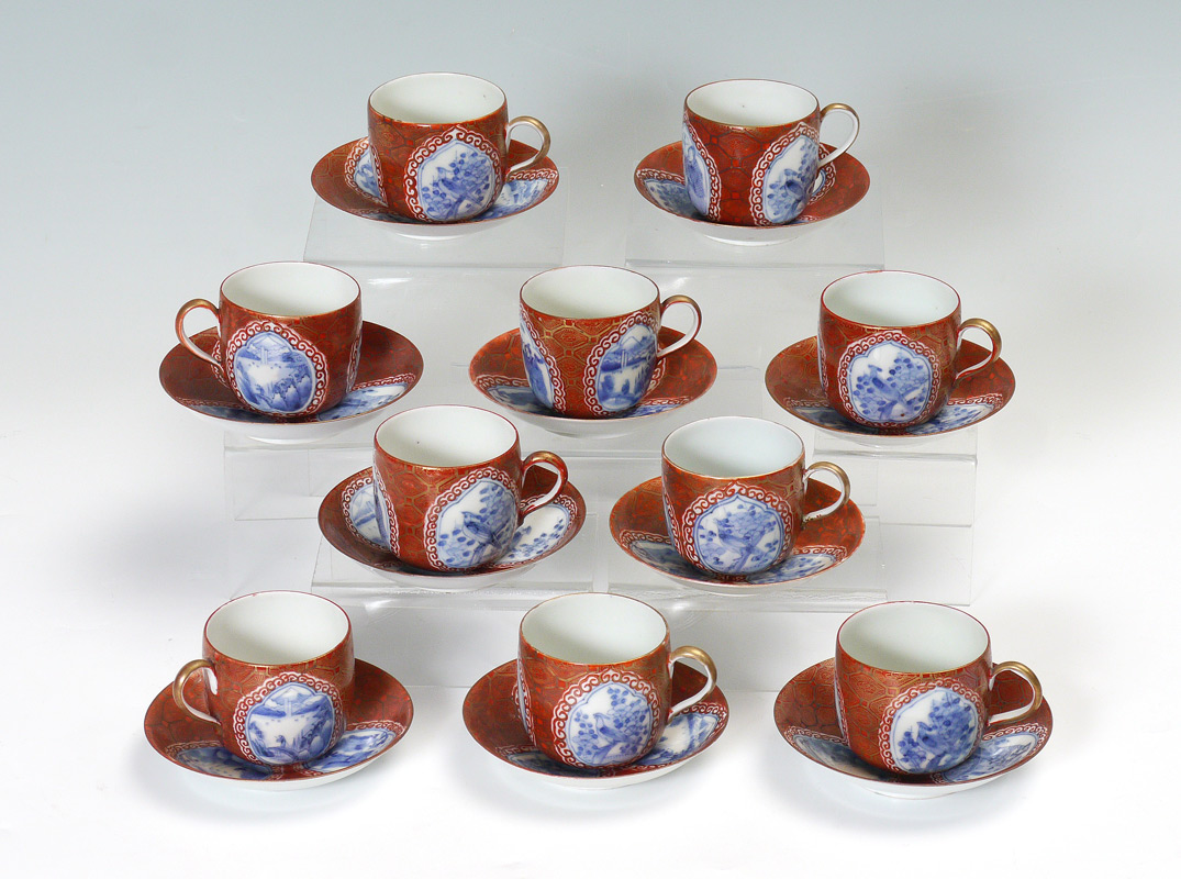 Appraisal: JAPANESE ARITAWARE IMARI CUPS SAUCERS Late th to early th