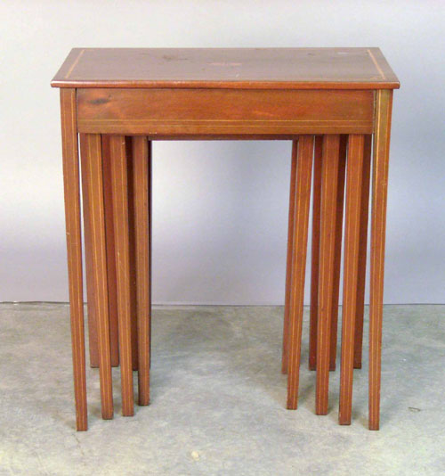 Appraisal: Four federal style mahogany nesting tables