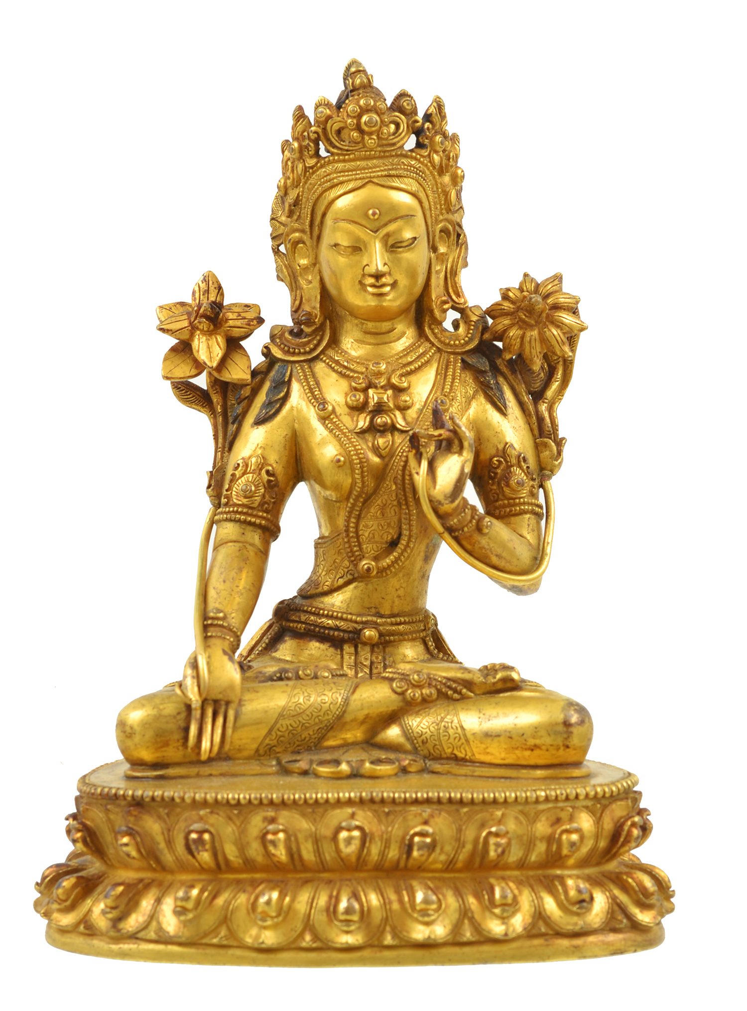 Appraisal: A GILT BRONZE FIGURE OF GREEN TARA of typical style