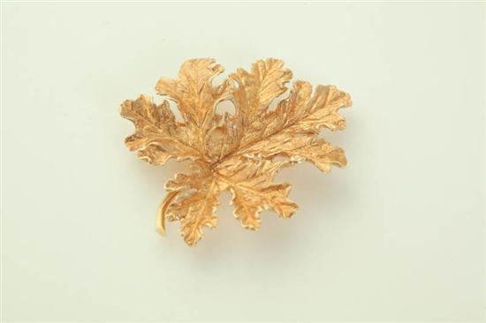 Appraisal: K LEAF PIN Cast and hand finished brooch marked K