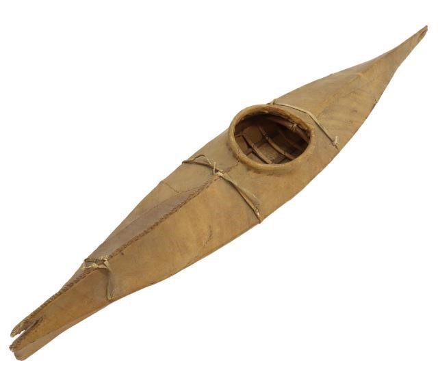 Appraisal: Inuit hide and wood model kayak canoe approx h l