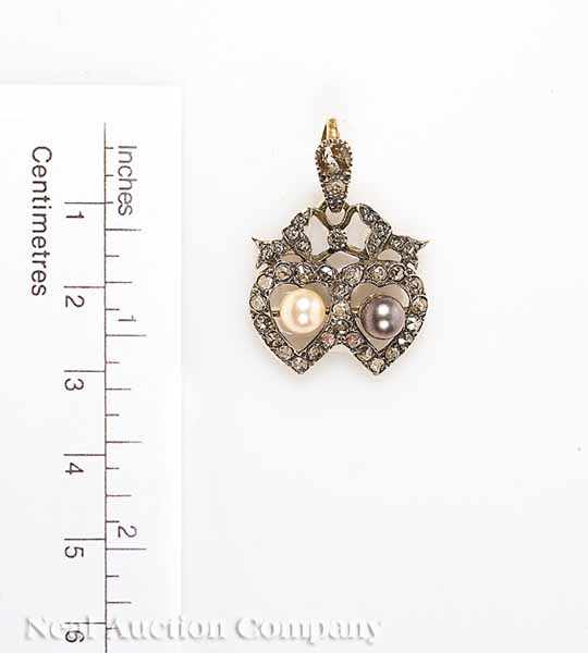 Appraisal: An Antique Silver Top Gold Back and Rose Diamond Double