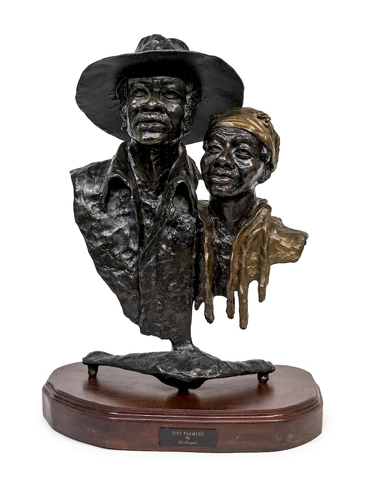 Appraisal: Ed Dwight Ed Dwight American b Dirt Farmers Bronze with