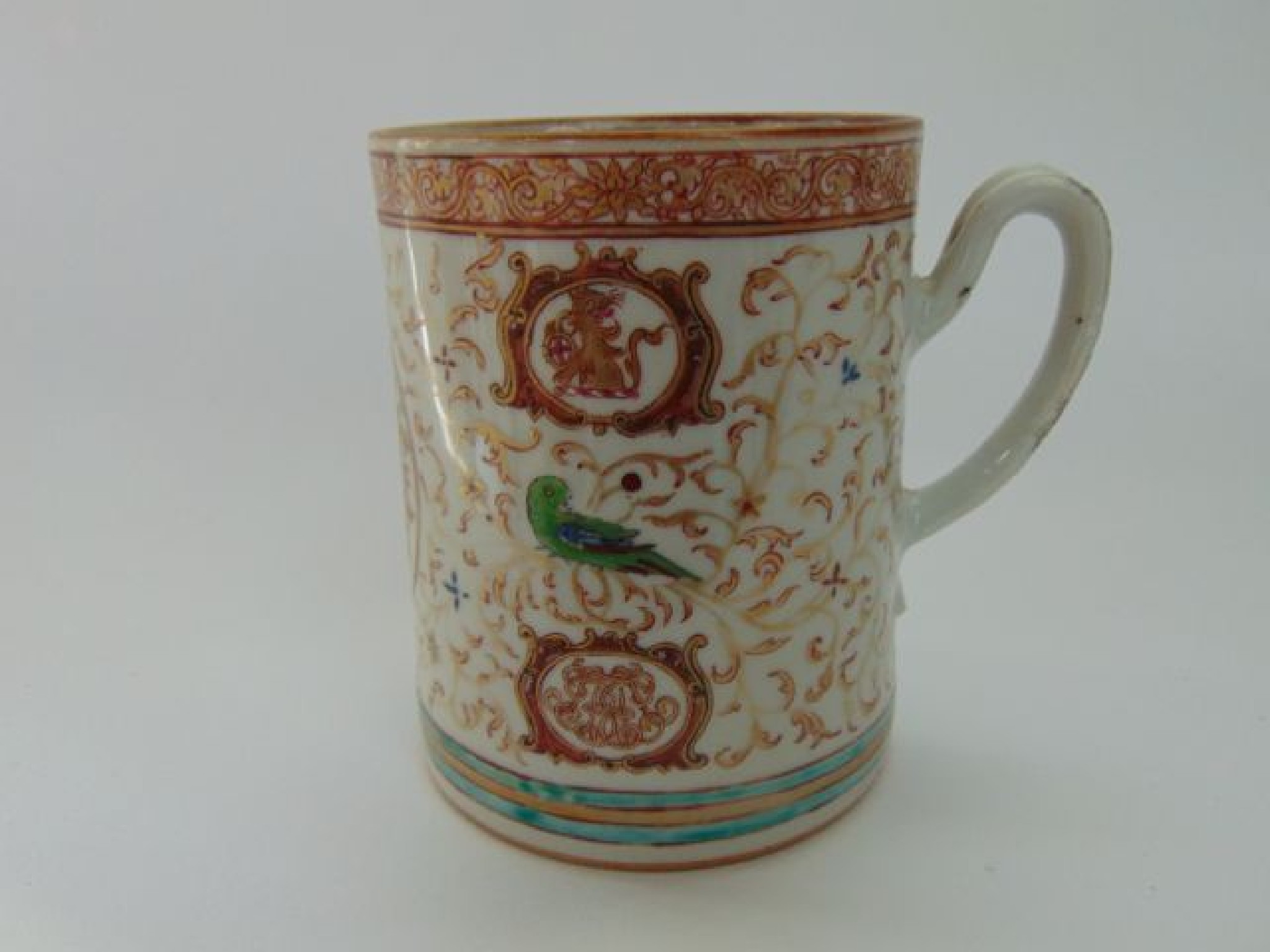 Appraisal: A th century oriental tankard of cylindrical form with polychrome