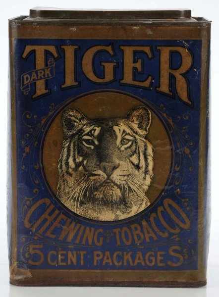 Appraisal: Blue Tiger Tobacco Store Canister Description Scarce cardboard with beautiful