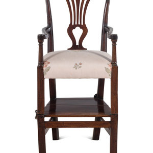 Appraisal: A George III Style Child's Walnut Highchair th Century Height