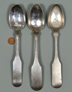 Appraisal: Samuel Bell TN Tablespoons Three Knoxville Tennessee coin silver tablespoons