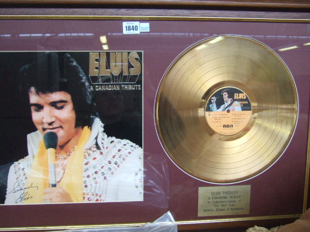 Appraisal: An Elvis commemorative presentation record the plaque detailed 'Elvis Presley