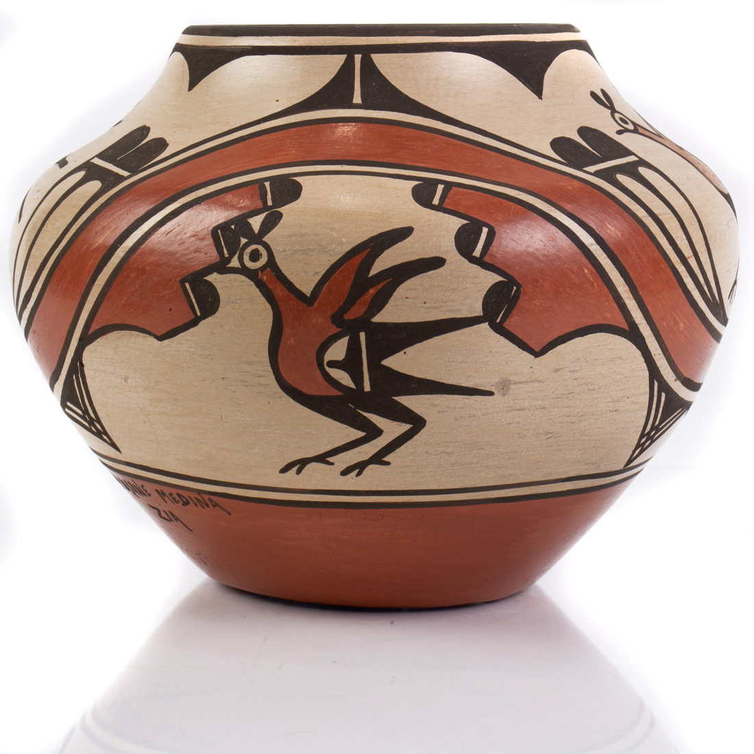 Appraisal: A ZIA POLYCHROME POTTERY OLLA WITH BIRDS A Zia polychrome