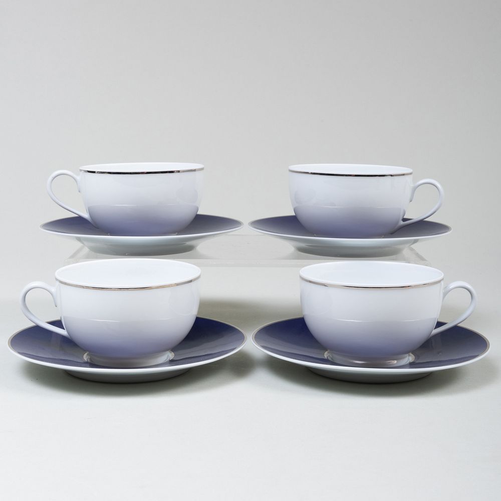 Appraisal: Set of Four Armani Casa Porcelain Coffee Cups and Saucers