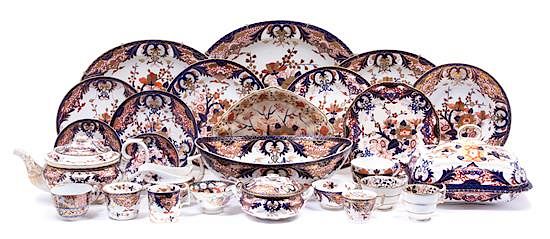 Appraisal: A Derby Porcelain Japan Pattern Assembled Dinner Service A Derby