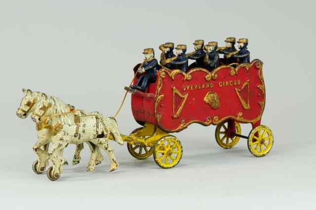 Appraisal: OVERLAND CIRCUS BAND WAGON Hubley elaborate casting depicts seated musicians