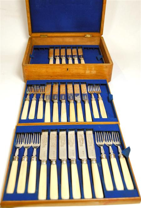 Appraisal: A cased set of fish knives and forks Martin Hall