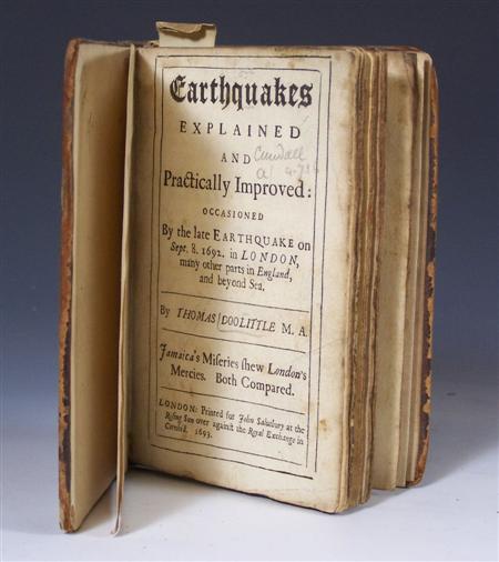 Appraisal: Doolittle Thomas Earthquakes explained London for John Salusbury First edition