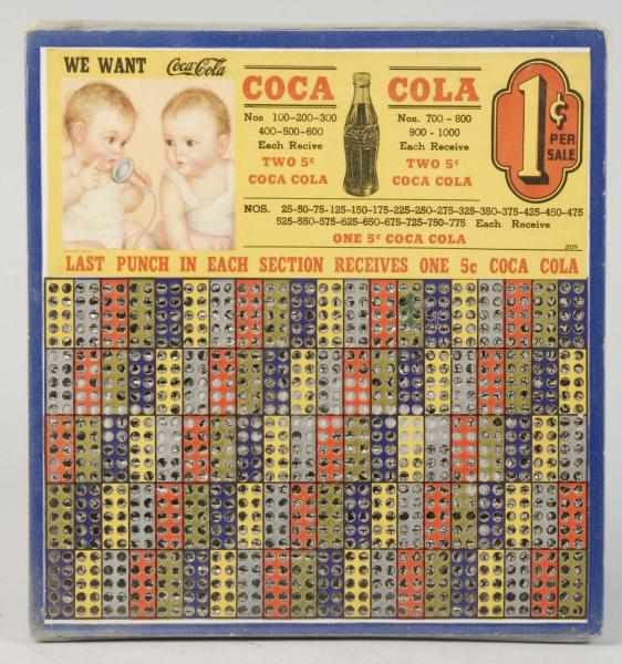 Appraisal: Coca-Cola Punchboard with Babies Description s to s Strong condition