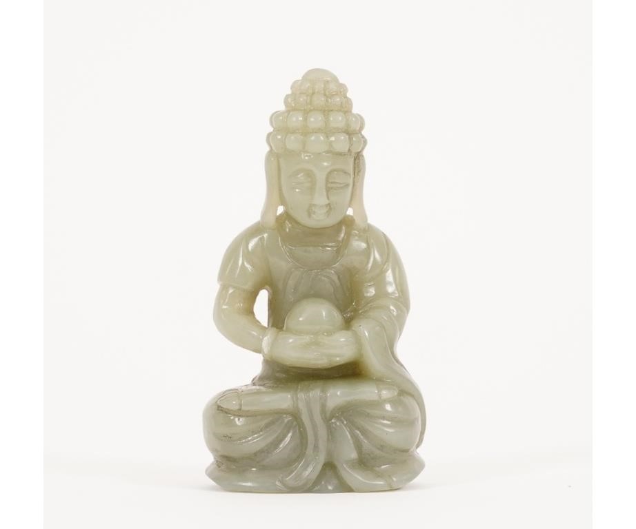 Appraisal: Chinese jade seated buddha th c h x w x