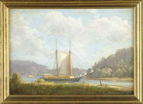 Appraisal: UNSIGNED American th th Century ICE SCHOONER ON THE KENNEBEC