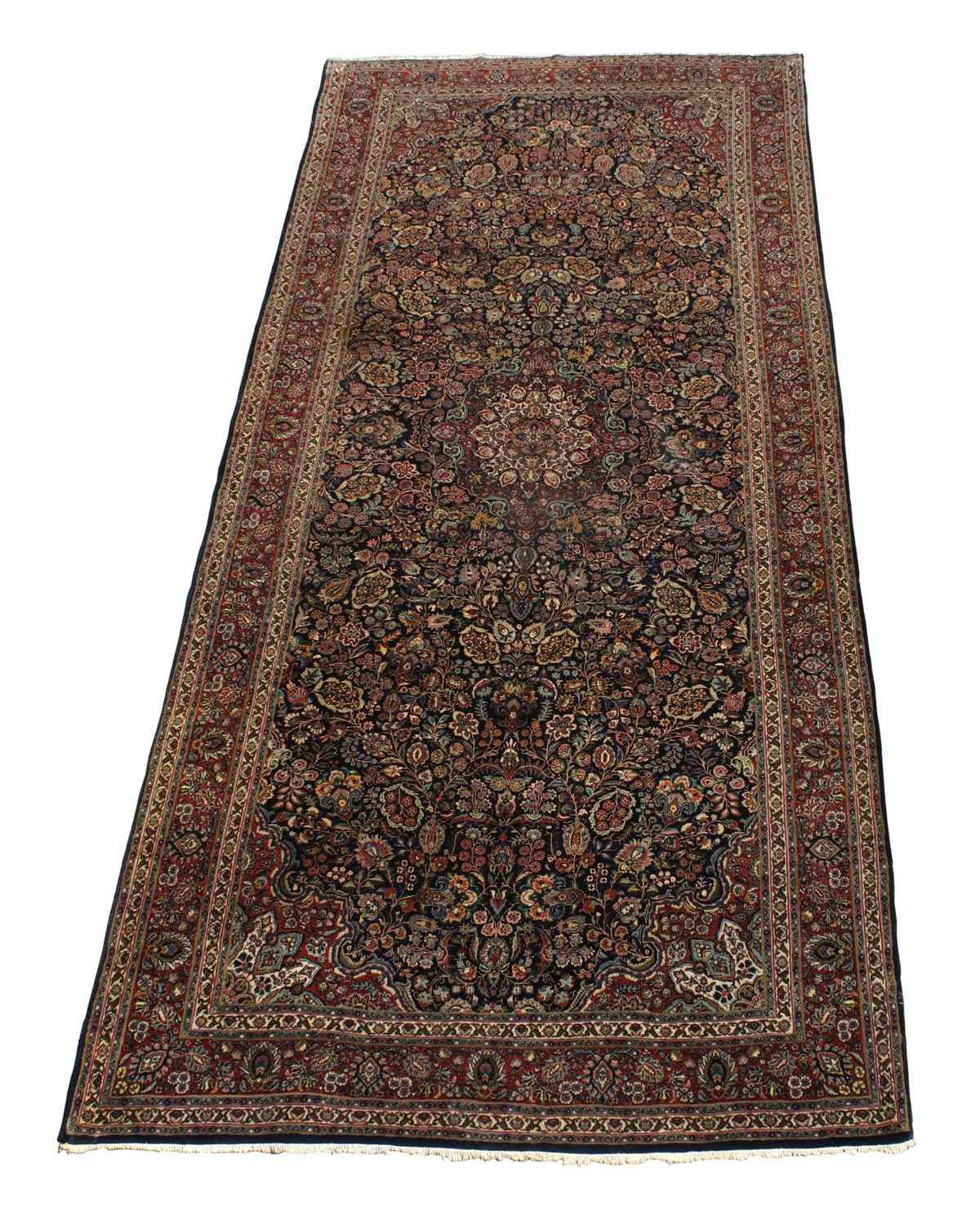 Appraisal: ORIENTAL RUG KESHAN ' x ' '' Navy blue ivory