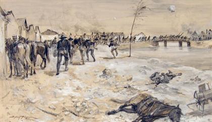 Appraisal: piece Gouache Drawing Adamson Sydney Boxer Rebellion battle scene at