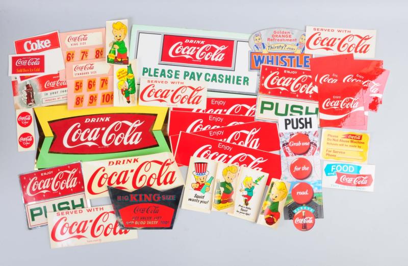 Appraisal: Large Lot Of Soda Advertising Stickers This lot includes stickers