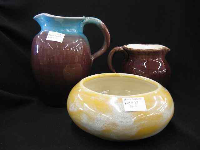 Appraisal: pcs Pisgah Forest Art Pottery turquoise burgundy '' pitcher ''