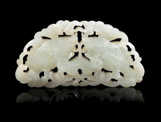 Appraisal: An Openwork Pale Celadon Jade 'Fish' Pendant Length inches An