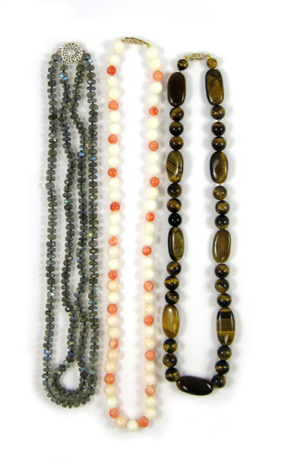 Appraisal: COLLECTION OF THREE BEAD NECKLACES including an - inch necklace