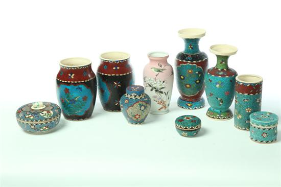 Appraisal: TEN CERAMIC VASES AND JARS Asian th century Nine are