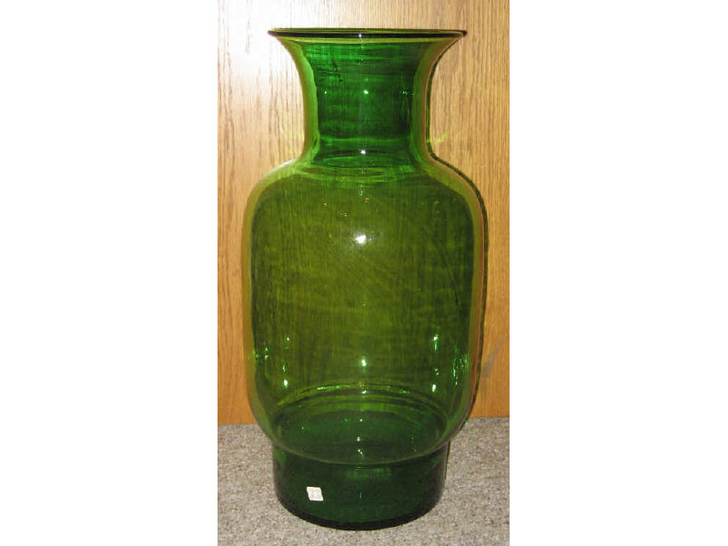 Appraisal: BLENKO Large green glass vase bears Blenko paper label h