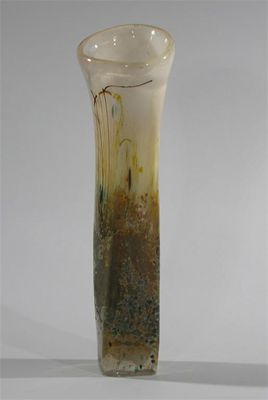 Appraisal: A Sam Herman glass vase tall cylindrical form square section