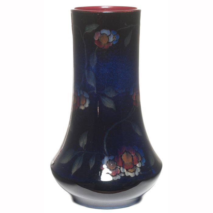 Appraisal: Excellent Rookwood vase Black Opal glaze with numerous colorful flowers