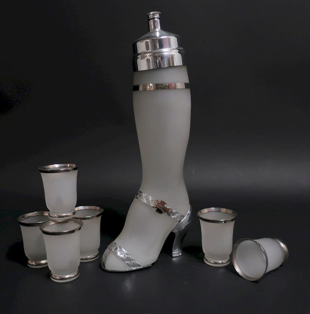 Appraisal: Art Deco Derby Silver Co Cocktail Shaker Glasse Derby Shelton