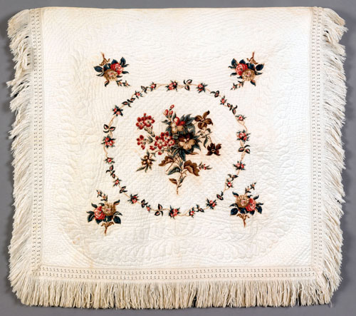 Appraisal: Chintz applique crib quilt inscribed verso Made for Mary Steele