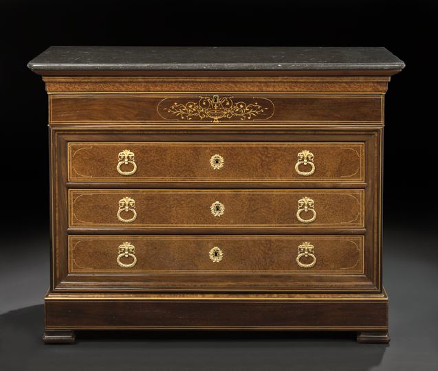 Appraisal: Good Charles X Rosewood and Marble-Top Secretary Commode second quarter