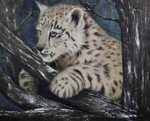 Appraisal: Chester th Century British - Oil painting - ''Snow Leopard''